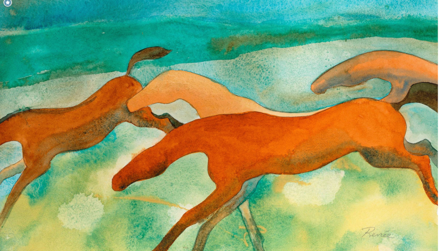 "Kiger Mustangs" Watercolor by Cheryl Renee Long